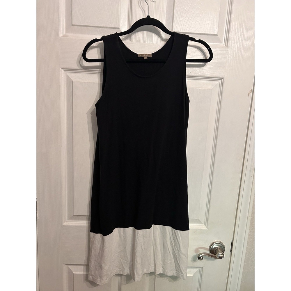 Lilla P Womens Small‎ Sleeveless Sun Dress Black Viscose Blend Stretch Casual